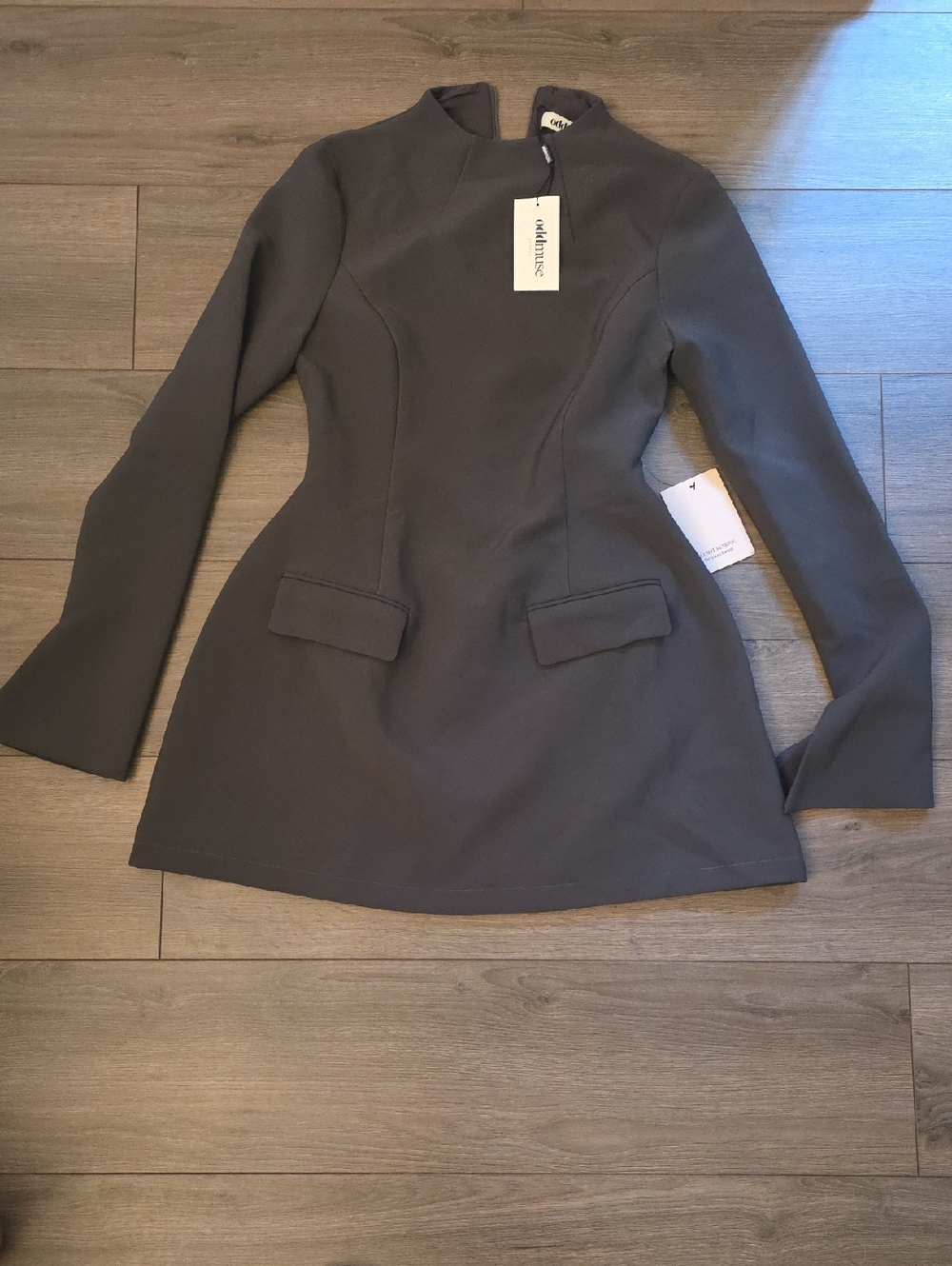 Charcoal Long-Sleeve Mini Dress